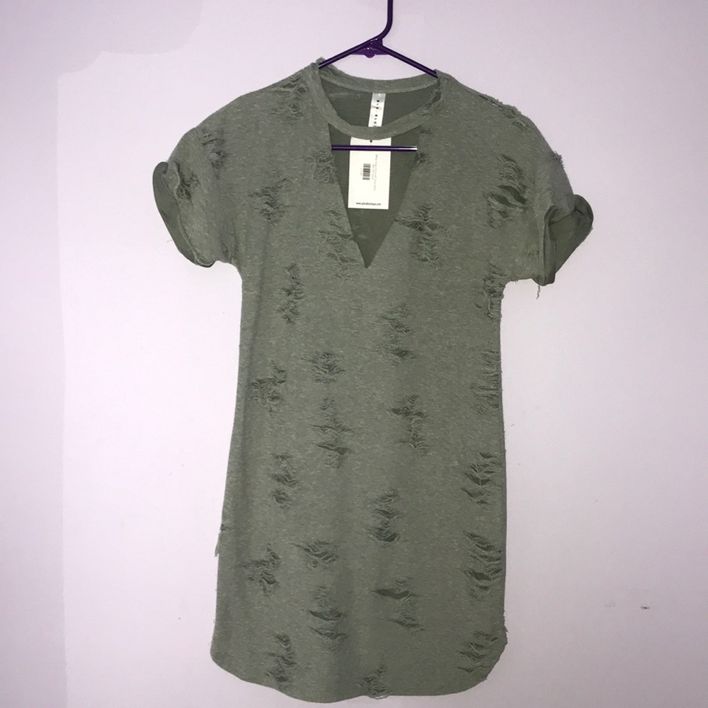 Olive green ribbed dress